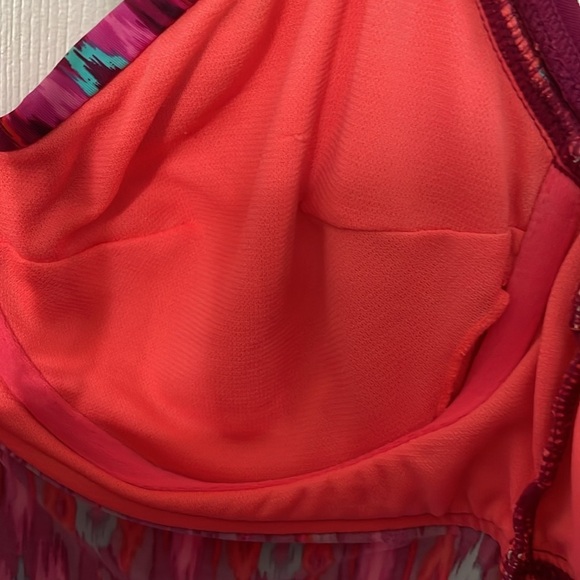 Title Nine NWOT Neon Pink/Orange/Teal Tankini Adjustable Razorback Size 34DD - Picture 3 of 6
